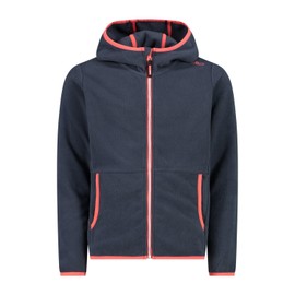CMP Giacca Kid G con Cappuccio Fisso Unisex - Bambini e Ragazzi, Titanio-Red Fluo H1, 128