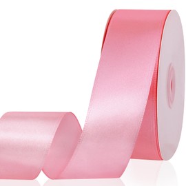 Rose Pink Satin Ribbon 1-1/2 Inch,50 Yards Rose Pink Fabric Ribbon for Gift Wrapping,Crafts,Flower Bouquet,Bows Making,Balloons,Wedding,Birthday Party,Baby Shower Decoration
