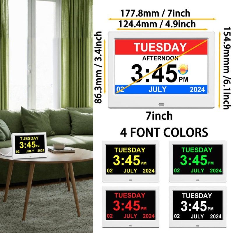 TIMEMOON Alarm Clock with Day and Date for Elderly Digital