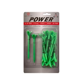 Zero Friction Power 3 Prong Golf Tees, Pack of 20, 3 Inch Lime
