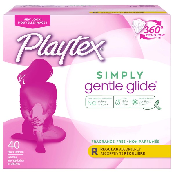 Playtex Gentle Glide Tampons, Unscented Regular Absorbency, 40 Count