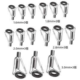 YFFSFDC Top Guide Rod Guide Set of 15 Stainless Fishing Rod Tips Replacement Repair Kit Lightweight Fishing Rod Fishing Accessories Pipe Size 0.06 inch (1.6 mm), 0.07 inch (2.0 mm), 0.11 inch (2.8