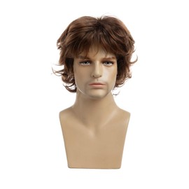 Wigs for Men, Short Curls, Brown Wigs, Synthetic Clothing, Replacement Wigs for Men