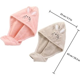 SECFOU Toalla para Cabello y Absorbente de Microfibra, Secado Rápido, Ligera y Cómoda, Adecuado para Envolver el Cabello Durante Viajes, Paquete de 2 Unidades