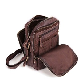 BAIGIO Shoulder Bag Men's Leather Vintage Men's Messenger Bag with Shoulder Strap for Work Travel Everyday Life, dark brown, Retro
