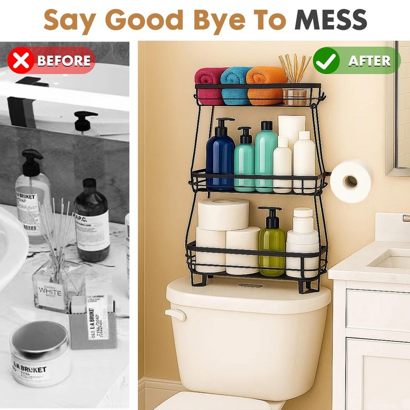 PowerKing Over The Toilet Storage Shelf, 3 Tier Bathroom Organizer