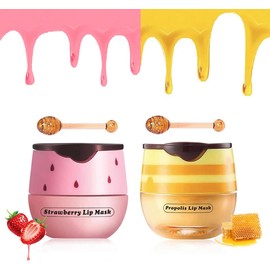 2 Bálsamos Labiales De Fresa Y Miel, Mascarilla Hidratante De Noche Con Vitamina E, Manzana Y Sandía, Hidratante, Repara Y Previene La Sequedad Y El Agrietamiento. Exfoliante Para El Cuidado