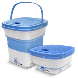 Pyle Portable Mini Lightweight Collapsible Bucket-Perfect for Camping, Travelling, Apartment, Dorm USA Brand-Pure Clean PUCWM33 Foldable Washing Machine, 1, Blue