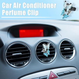 X AUTOHAUX Car Air Conditioner Butterfly Shape Clips Outlet Vent Vent Blue