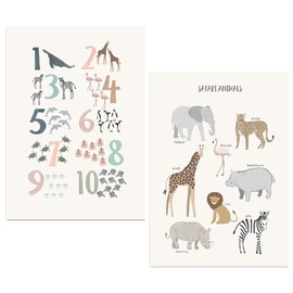 DLPRK Animal Poster, Nursery Poster, Children's Early Learning Digital Baby Room Nursery Poster, Baby Room Decoration