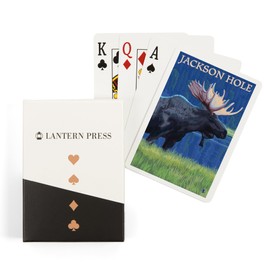 Lantern Press Jackson Hole, Wyoming, Moose at Night (52 Playing Cards, Poker Size Card Deck with Jokers)