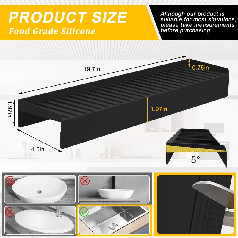 Kitlers Silicone Edge Protectors - Multifunction Sink Accessories, Splash Guard