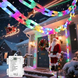 Christmas Outdoor Battery String Lights Decorations - 10 Ft 160 LED Plastic Chain String Lights with Waterproof, 8 Lighting Modes and Timer Function (Multicolor)