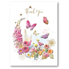 Noel Tatt Thank You Card - Butterflies, Bumblebees and Flowers Design - Eco-Friendly and Recyclable