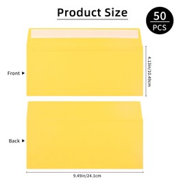 50 PCS #10 Business Envelopes, Colored Envelopes Self Seal Standard Envelopes, Adhesive Standard Envelopes for Office Checks, Business, Letter Mailing Invoices(4.13 x 9.49 Inches)
