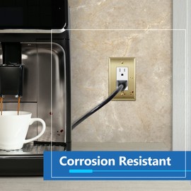 LIDER Decorator Switch or Receptacle Metal Wall Plate, Stainless Steel Outlet Cover, Corrosion Resistant, Mid-Size 1-Gang 4.88" x 3.11", 201 Stainless Steel, UL Listed, Burshed Brass, 2 Pack