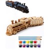 BOOZUU 3D Wooden Steam Train Puzzle for Adults, Build and