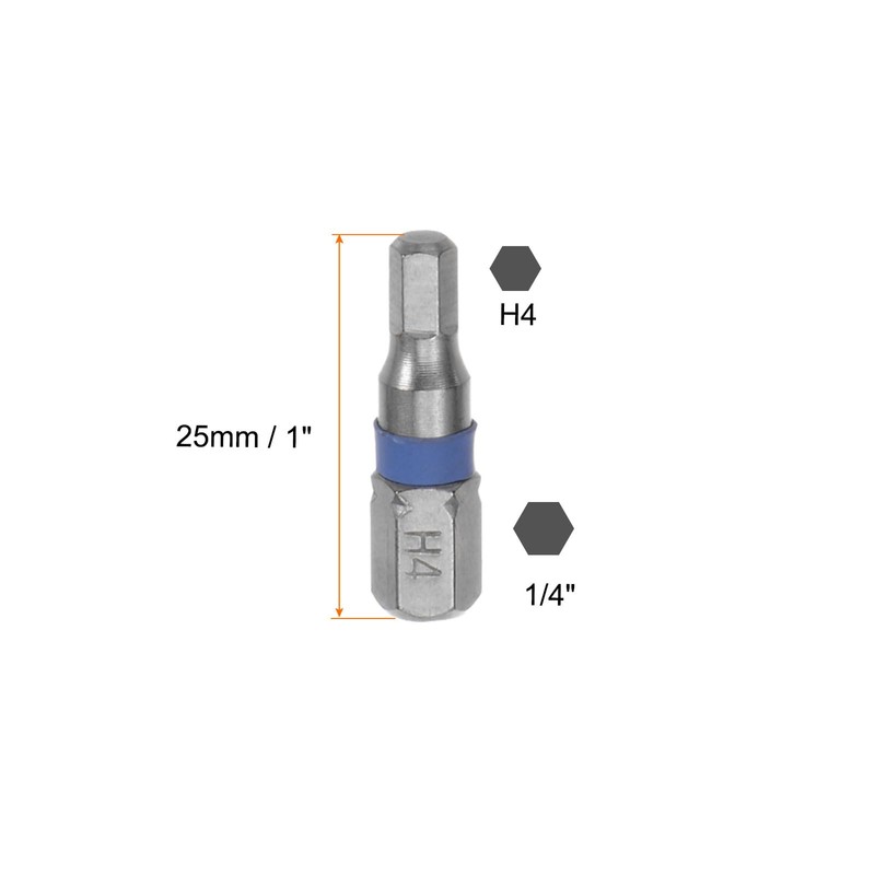 sourcing map 8pcs H4 Hex Screwdriver Bit 4mm 1/4" Hex