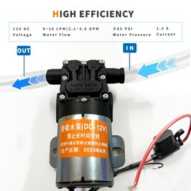 Self-priming Water DC 12V, Water Pump for Camper, RV, Shower, Sprayer, Self-Prime Camper Water Pump