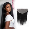 Filelf 13x4 Closure Human Hair,Silky Skinlike Real Hd Lace Free Part Natural Hairline Clean 100% Human Hair Frontal Pre-Plucked Straight Natural Black 18 Inch