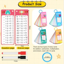 AOOHA Times Table Math Flash Cards,Multiplication Time Tables Flash Cards with 8 Dry Erase Pens,Multiplication Educational Game for Kids 1st to 3rd Grades