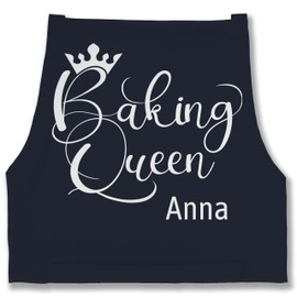 Geschenk mit Namen personalisiert by Shirtracer - Apron - Baking Apron Women - Baking Queen with Name I Gift Mum I Gift Grandma I Birthday I Christmas I Mother's Day I Baking, 4 Navy Blue