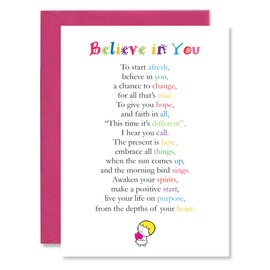 Clarabelle Cards - Believe in You Greetings Cards - Pack of 5 | Multipack - Supportive | Proud of You | Inspirational | Motivational | Thinking of You | Encouragement Poem Verse