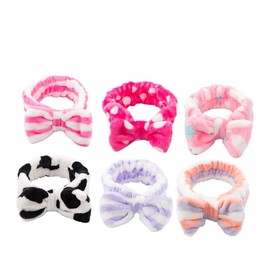 TOVINANNA 6pcs Headband for Women Cosmetic Headband Pink Flannel Loop for Face Wash