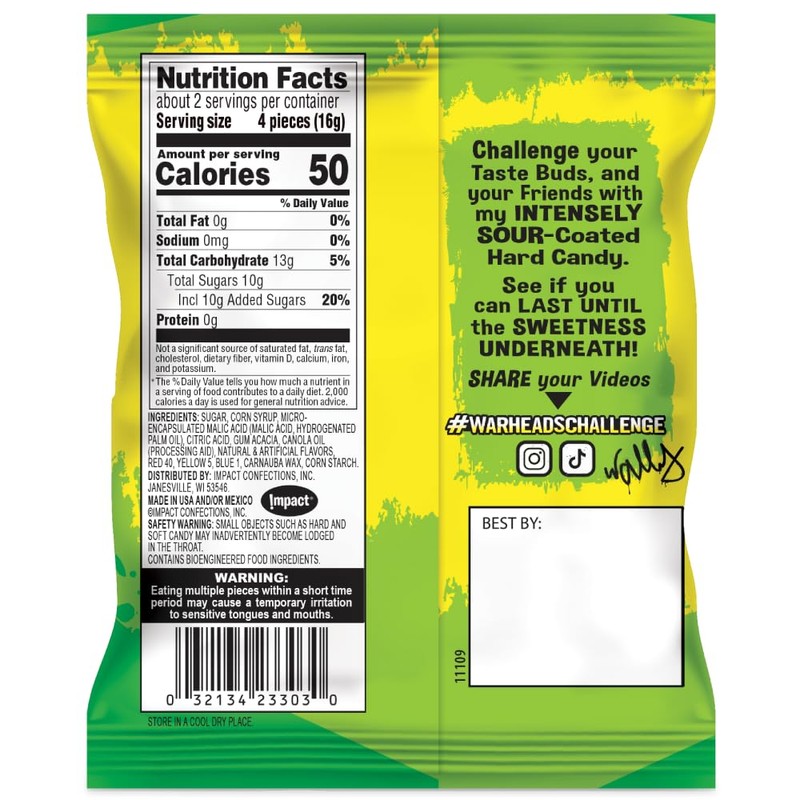 WARHEADS - Extreme Sour Hard Candy - Sour Apple, Black