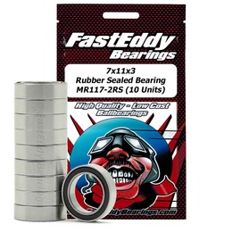 FastEddy Bearings 7x11x3 Rubber Sealed Bearing MR117-2RS (10 Units)