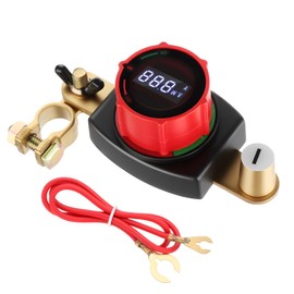 ISINFLASH Top Post Battery Disconnect Switch with Voltmeter, DC 5-60V Battery Kill Switch On/Off Battery Power Cut Master Switch Disconnect Isolator for Car, Marine, Boat, RV