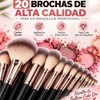 Set de Brochas para Maquillaje 20 Piezas con Estuche(Oro negro)