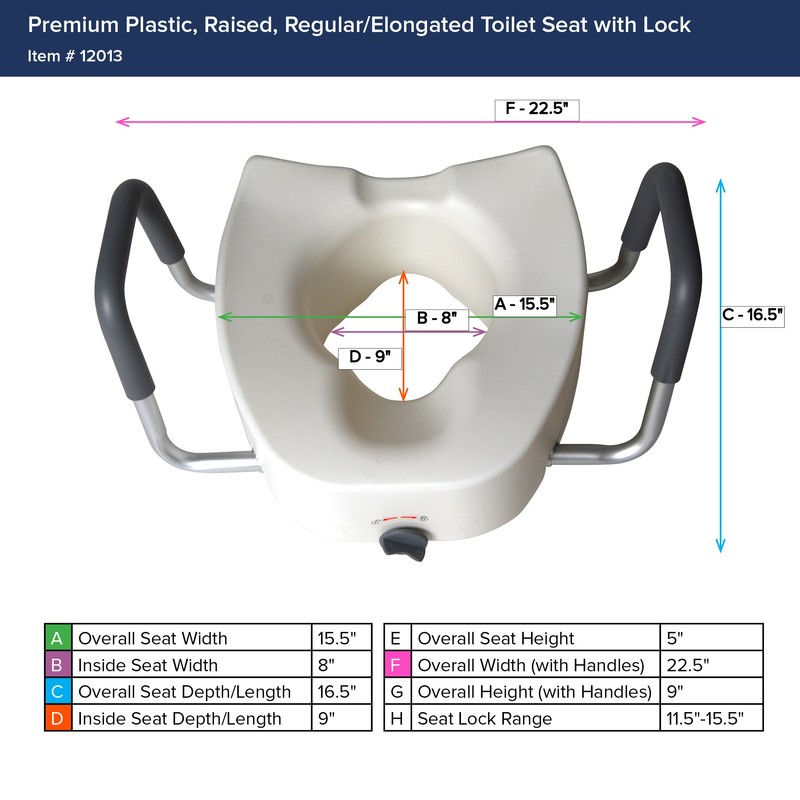 Drive Medical Premium Plastic Raised Toilet Seat with Lock and