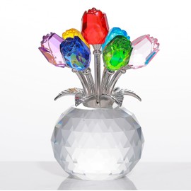 Colorida figura de vidrio con florero, ramo de flores, regalo para esposa, novia y mujeres, hecha a mano, decoración de mesa para el hogar, día de San Valentín, boda, aniversario