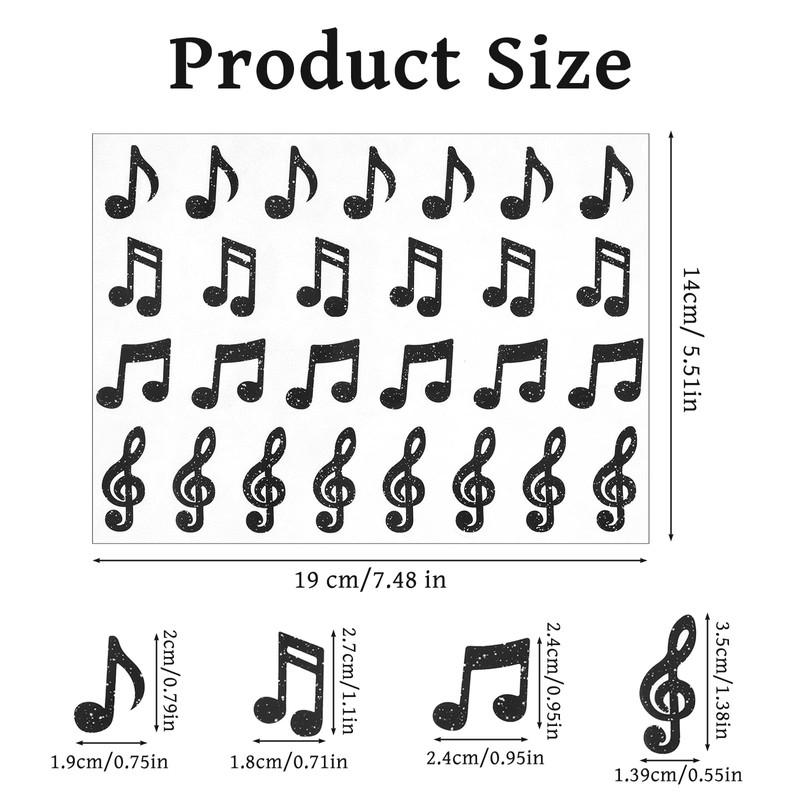 GEEHUA 540 adesivi a forma di note musicali, 4 stili