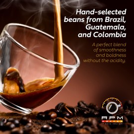 1LB RPM Grand Prix Premium Coffee, Standard Caffeine - Supercharged Flavor, Medium-Dark Roast, 100% Arabica Beans, Low Acidity