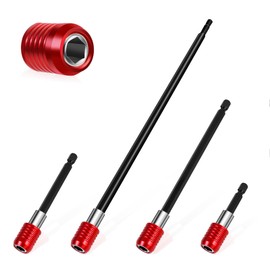 2/4/6/12'' Drill Bit Extension with Magnetic Bit Holder, 1/4'' Hex Drill Extension Bit Holder for Impact Driver, Cr-V Steel Quick Release (4PCS)