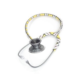 MDF MD One Epoch Stethoscope, Limited Edition, White-Yellow-Grey-Red (Islay)-Silver (Metalika), Lightweight Titanium, Adults’, Dual Head, Islay Tube, Metalika Chestpiece and Ear Tips, MDF777TIYMT