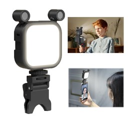 GeorgeX Luz de Relleno Portátil LED con Clip para Móvil y Laptop con 3 Modos de Iluminación de Escena con Micrófono 2500k-9000K Regulable Luz con 2000mAh de la Batería