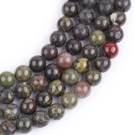 HAAMIIQII 35pcs 10mm Natural Dragon Blood Jasper Beads Round Loose Gemstone Beads for Jewelry Making DIY Bracelet Necklace