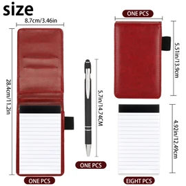 Camelmother 10 Pieces Small Notepad Holder Set Pocket Notebook 3 x 5 Inch with Pen