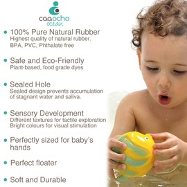 CaaOcho Pure Natural Rubber Baby Bath Toy - La The Butterfly Fish - Without Holes, BPA, PVC, Phthalates Free, Textured for Sensory Play, Sealed Bath Rubber Toy, Hole Free Bathtub Toy for Babies
