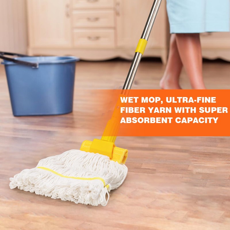 Professional Commercial Industrial Heavy Duty Mop with 48" Long Handle,Cotton