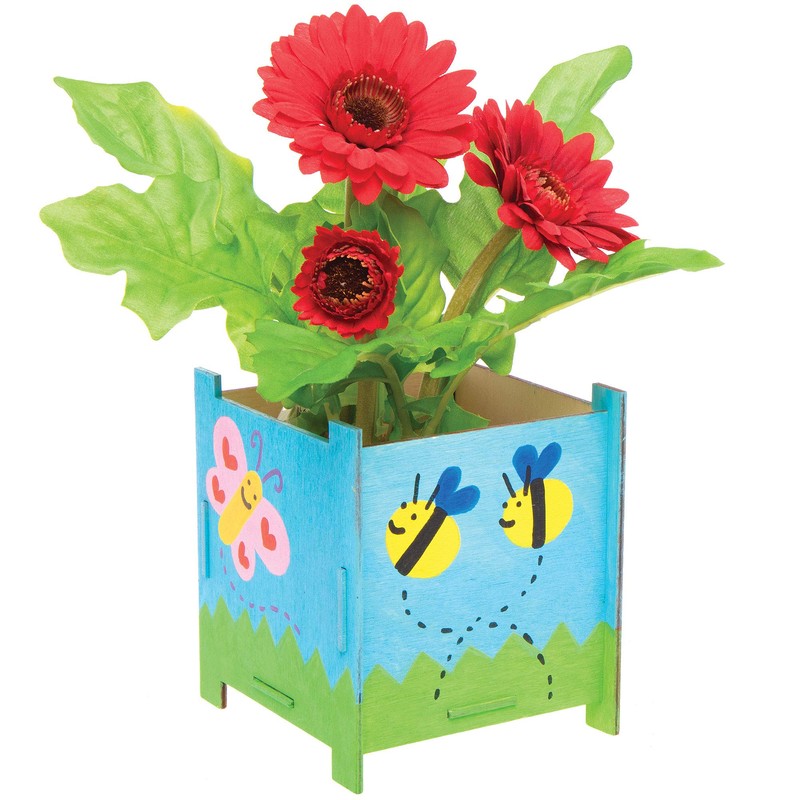 Baker Ross AT883 Wooden Flowerpots - Pack of 4, Craft