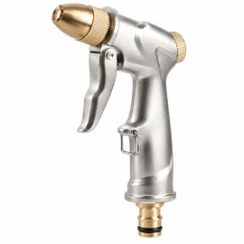 Heavy-Duty Metal Garden Hose Nozzle for Watering & Cleaning – 4 Spray Patterns for Car Wash, Yard Care & Pet Bathing