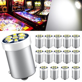 GE44 47 Pinball Machine LED Bulbs BA9S DC/AC 6.3V/6V Coin-operated Video Old Fashioned Radio Arcade Pinball Gaming Light Bulb 755 756 1893 1895 1847,White,15 Pack