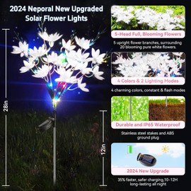 QINGYA Solar Garden Lights - 2 Pack Solar Flowers Lights Waterproof Outdoor for Outside Garden Yard Patio Lawn Decor and Gift for Women