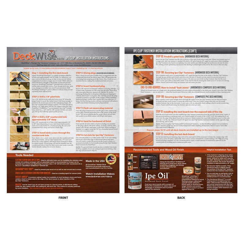 DeckWise Ipe Clip Standard Hidden Deck Fasteners, 3/32" Spacing (100