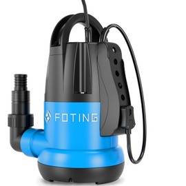 FOTING Sump Pump 3/4HP Dirty Submersible Water Pump,2400GPH Utility Pump Thermoplastic Electric Portable Transfer Water Pump for Swimming Pool Pond Basement with 16ft Power Cord, with Float Switch