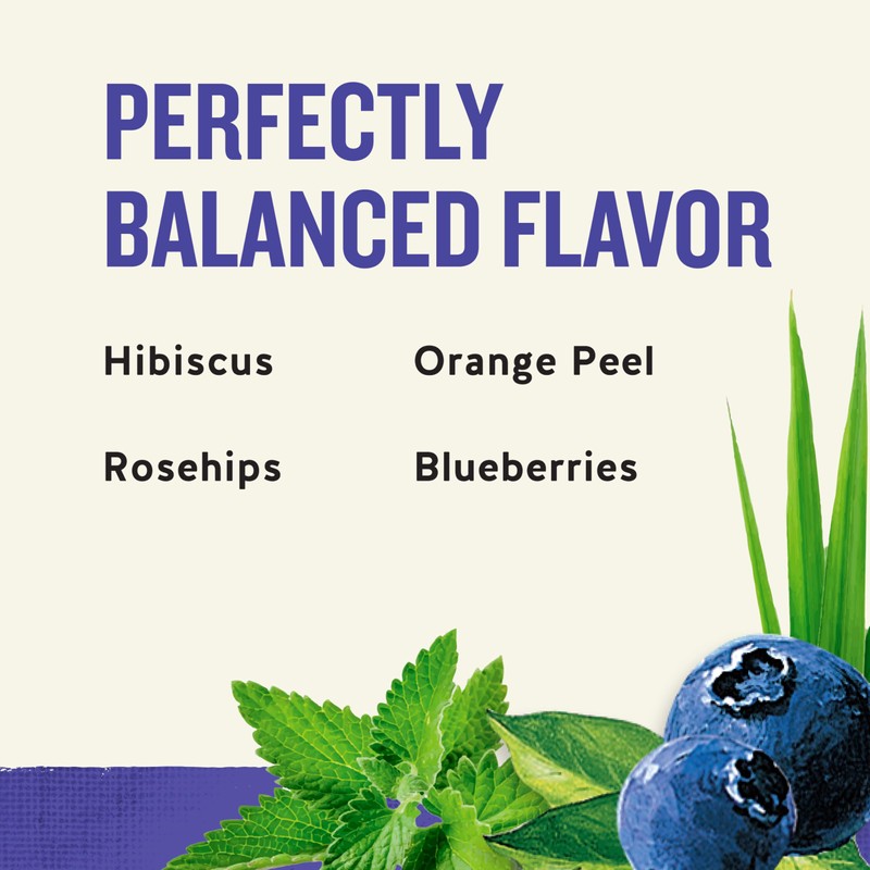 Celestial Seasonings True Blueberry Herbal Tea Bags, Caffeine Free, 20